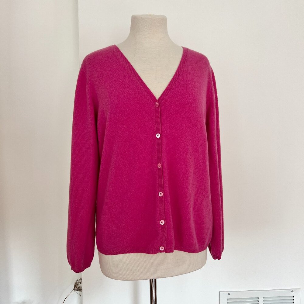 Vintage LL Bean Cashmere pink Cardigan sweater size M -L